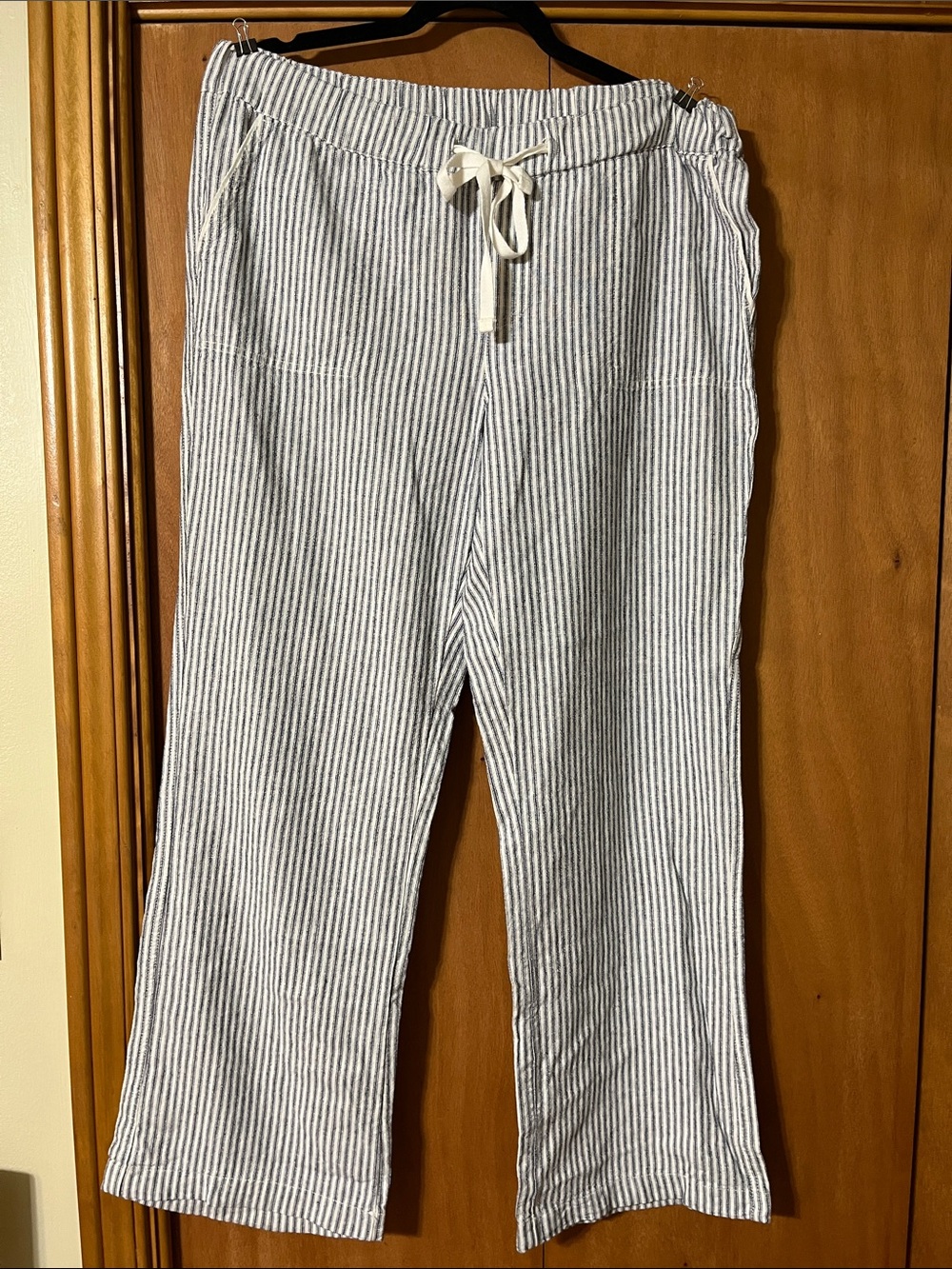 Caslon large linen/rayon striped summer pants